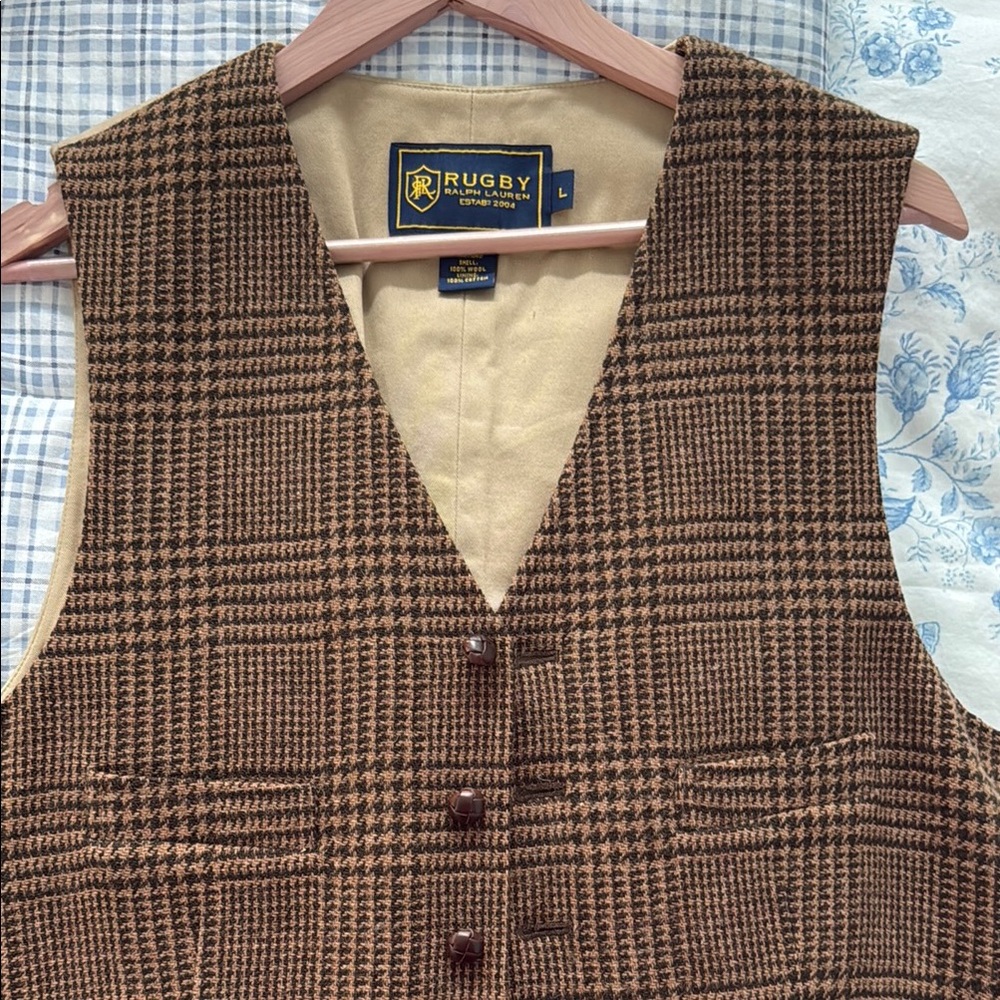 Ralph Lauren Rugby Brown Houndstooth Vest